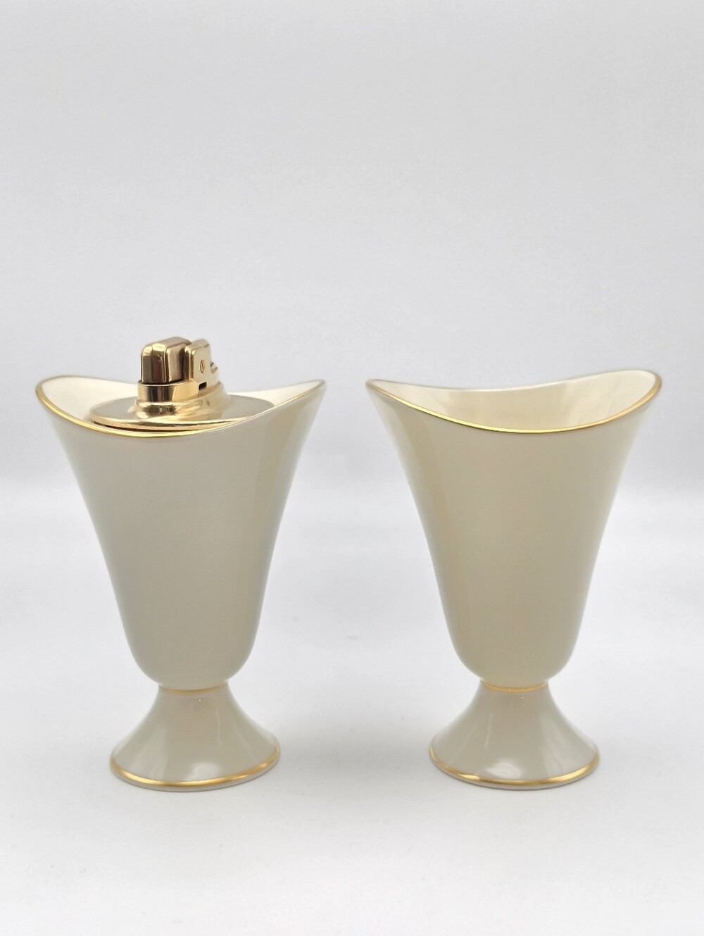 Vintage 1950s Lenox Porcelain Ronson Table Lighter & Cigarette Holder Set